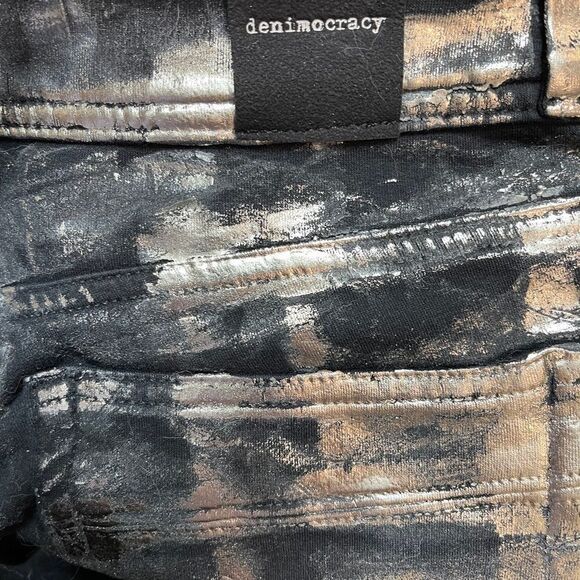 NWT Denimocracy Black Gold Shredded Denim Stretchy - Picture 8 of 9